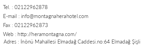 Montagna Hera Hotel telefon numaralar, faks, e-mail, posta adresi ve iletiim bilgileri
